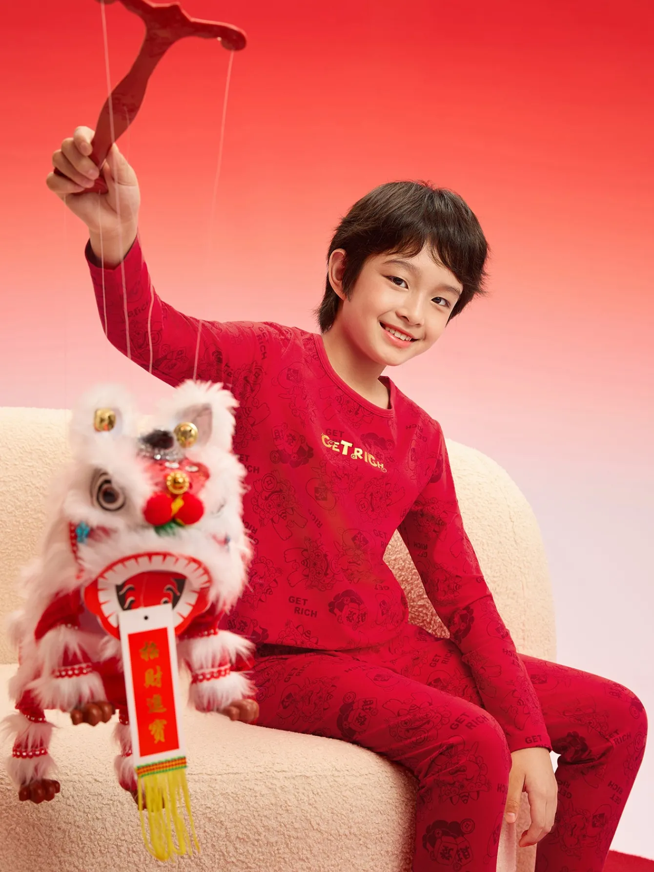 Balabala Baby Autumn Clothes Suit Year of the Snake Boy And Girl Thermal Underwear Animal Year Red Pajamas Sale