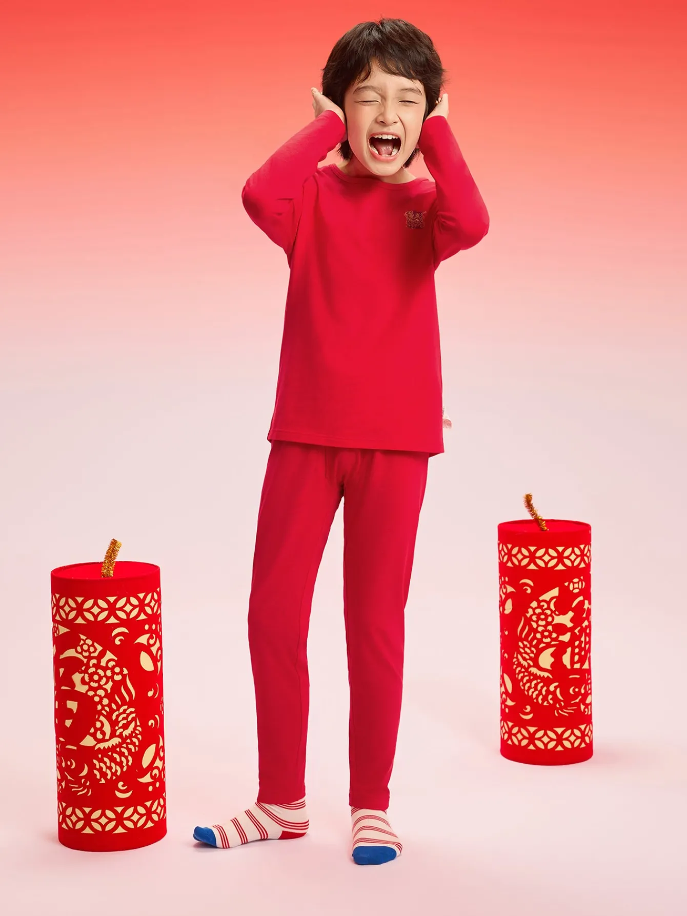 Balabala Baby Autumn Clothes Suit Year of the Snake Boy And Girl Thermal Underwear Animal Year Red Pajamas Sale