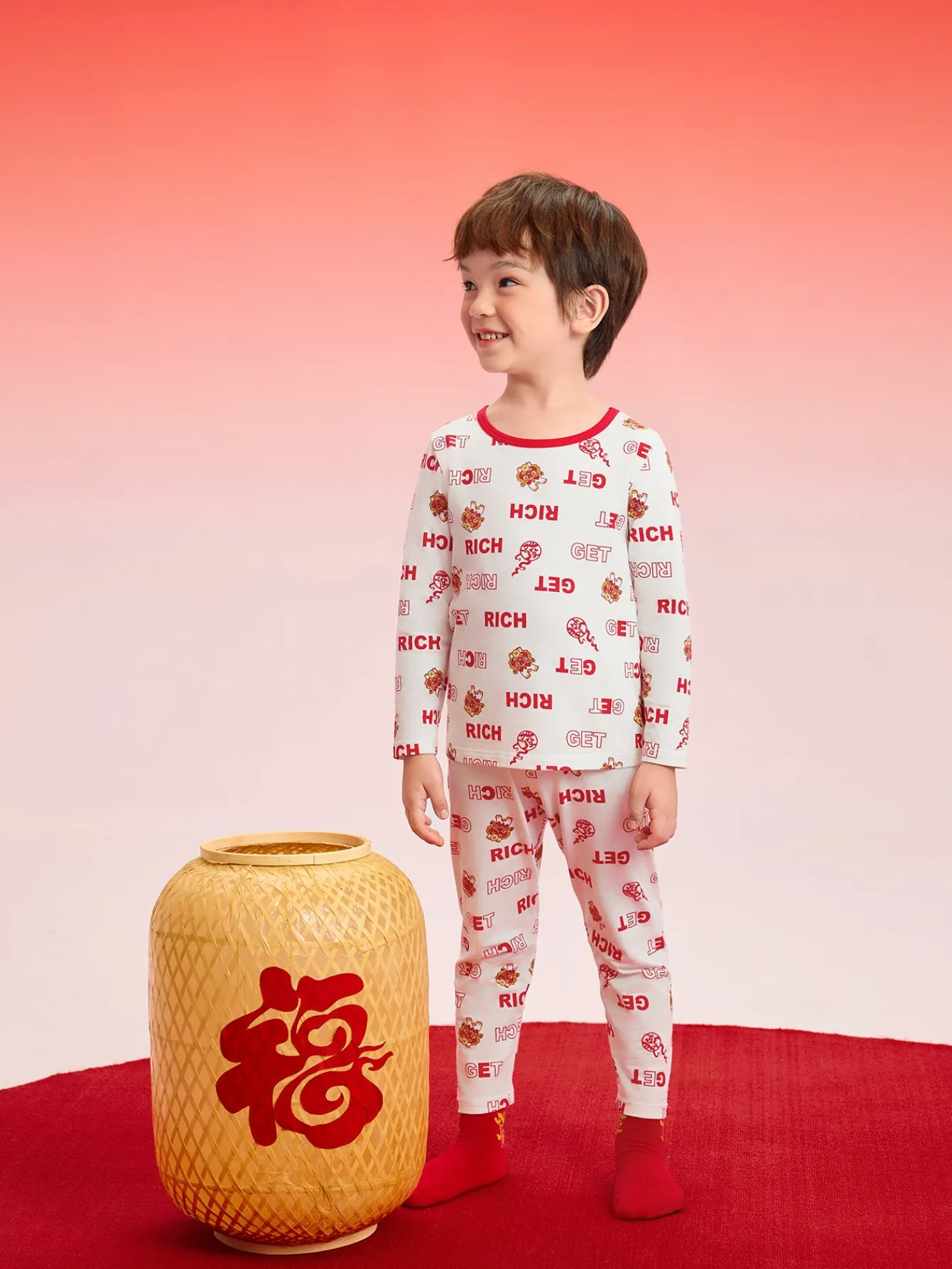 Balabala Baby Autumn Clothes Suit Year of the Snake Boy And Girl Thermal Underwear Animal Year Red Pajamas Sale