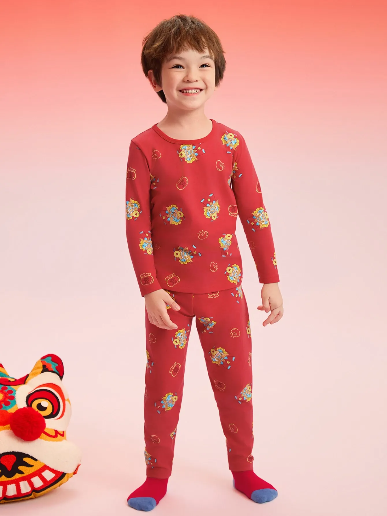 Balabala Baby Autumn Clothes Suit Year of the Snake Boy And Girl Thermal Underwear Animal Year Red Pajamas Clearance
