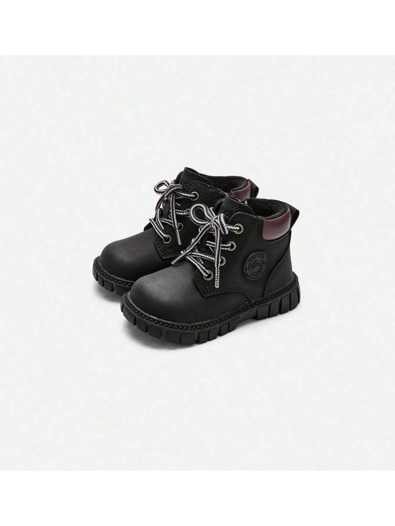 Balabala Baby Boys Autumn And Winter Fashionable High-Top Thickened Warm Anti-Slip Sole Kids Boots Black Store