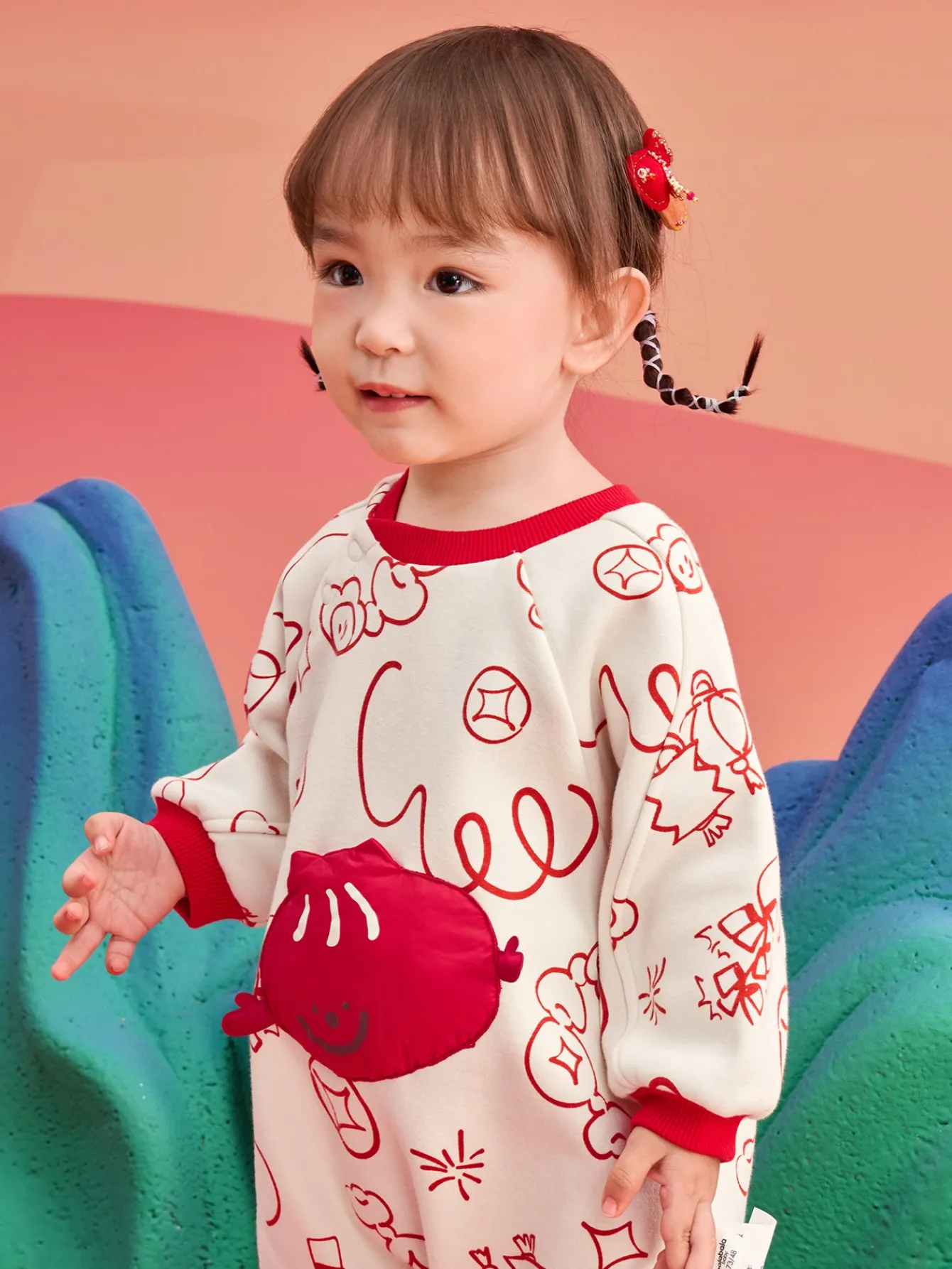 Balabala Baby Clothes Jumpsuit Newborn Romper New Year Greeting Outfit 2025 New Spring New