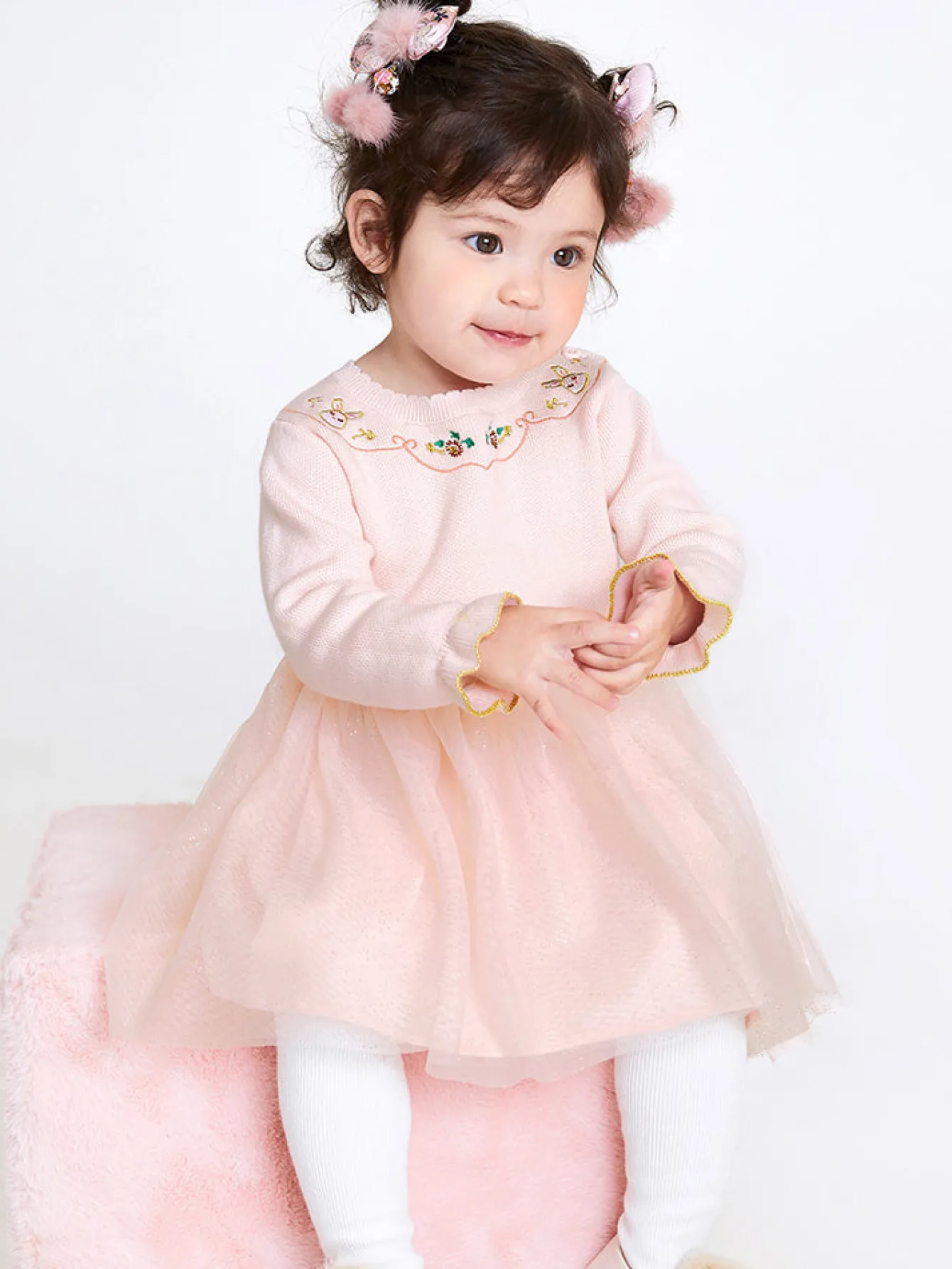 Balabala Baby Girl 100% Cotton Chinese Zodiac Rabbit Woolen Dress 0-3 Years Cheap