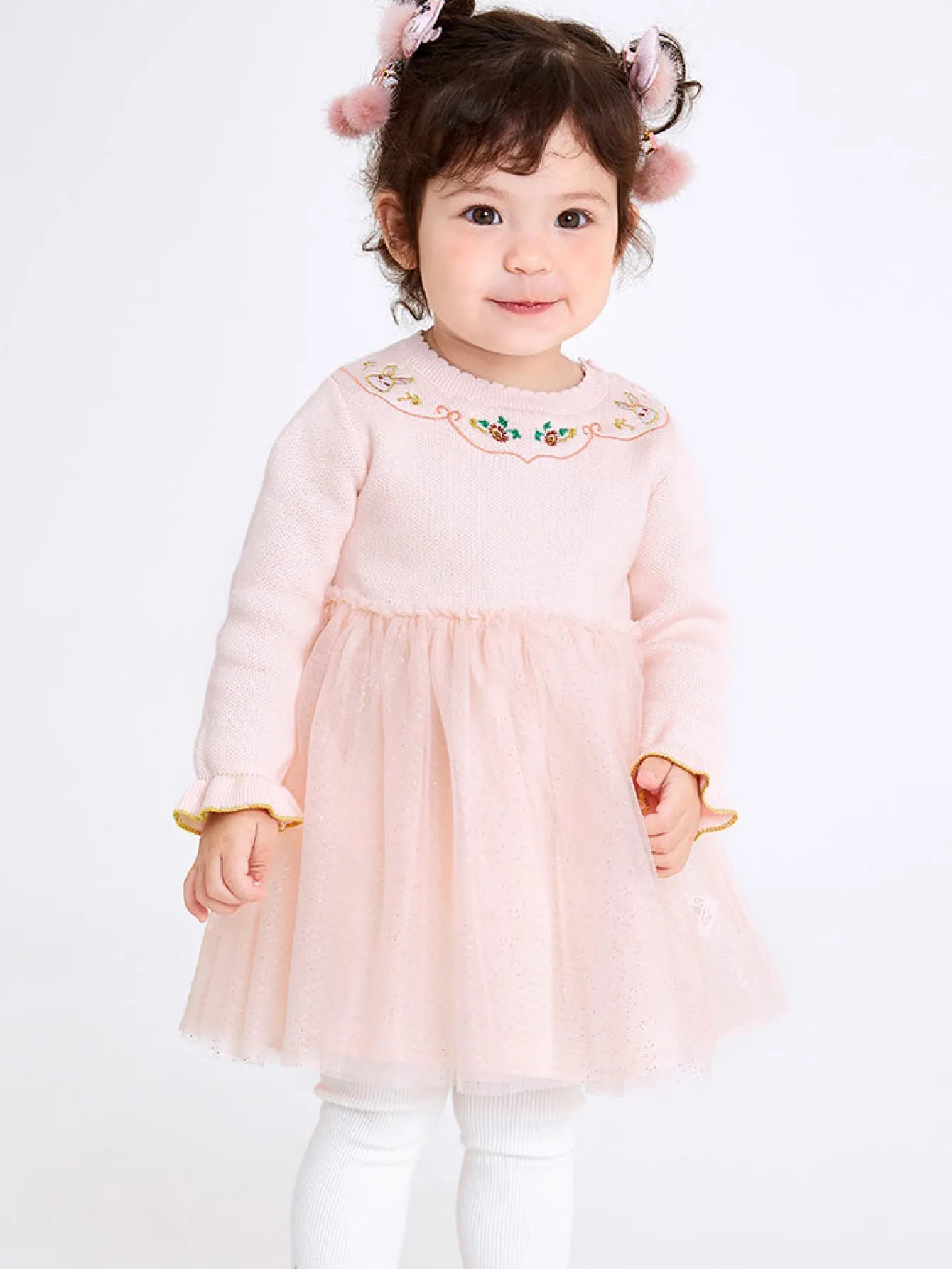 Balabala Baby Girl 100% Cotton Chinese Zodiac Rabbit Woolen Dress 0-3 Years Cheap