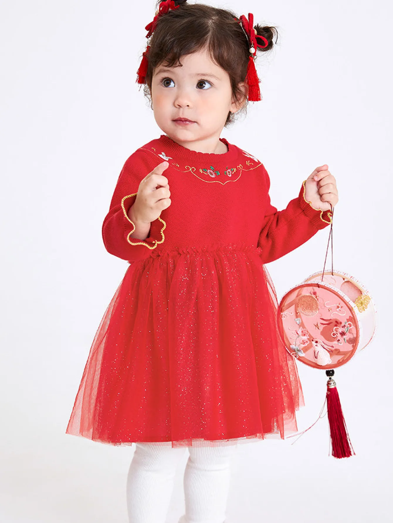 Balabala Baby Girl 100% Cotton Chinese Zodiac Rabbit Woolen Dress 0-3 Years Cheap