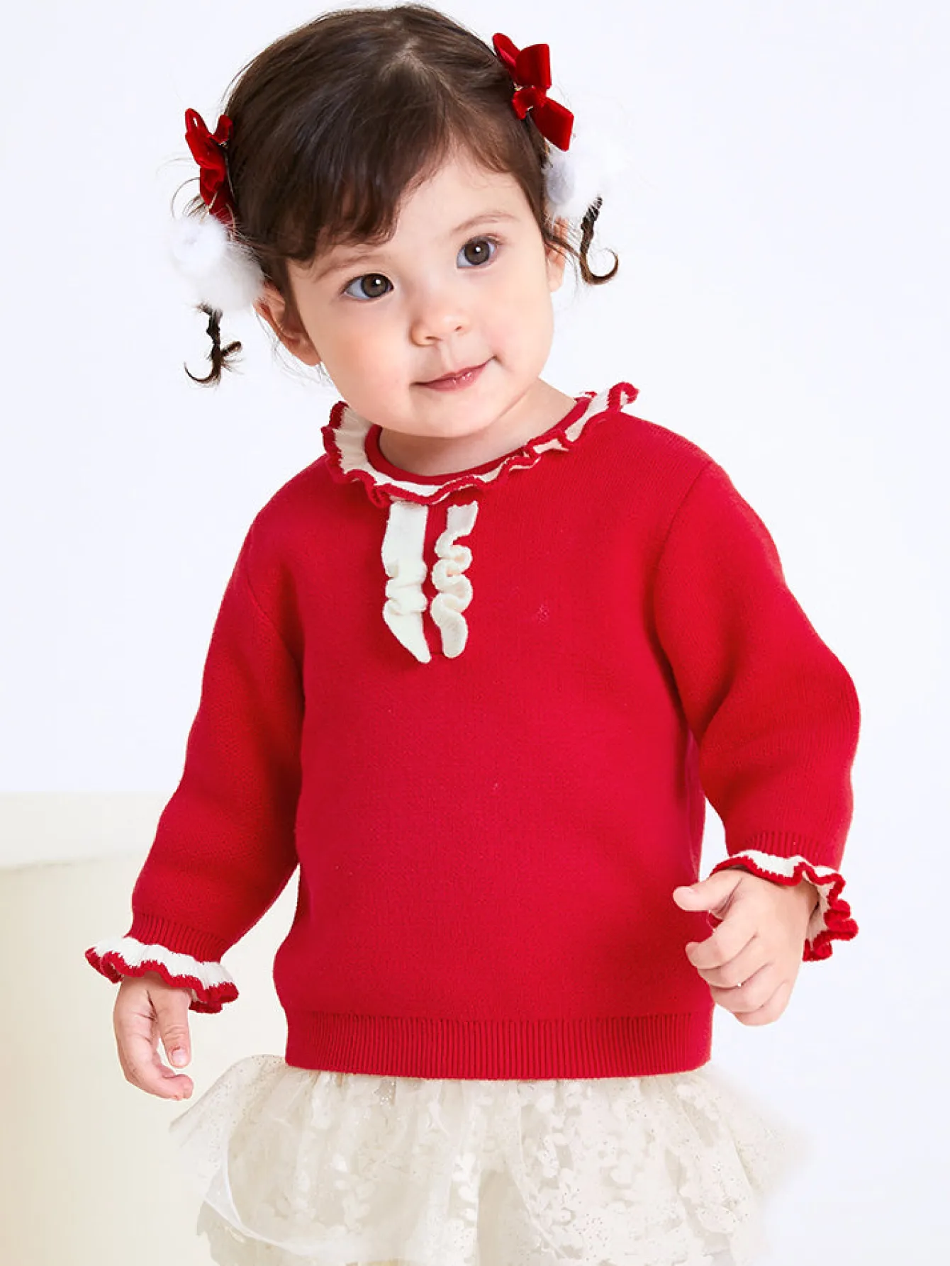 balabala_baby_girl__cotton_solid_colour_crew_neck_jumper__years_1.webp Balabala Baby Girl 100% Cotton Solid Colour Crew Neck Jumper 0-3 Years Chinese Red New
