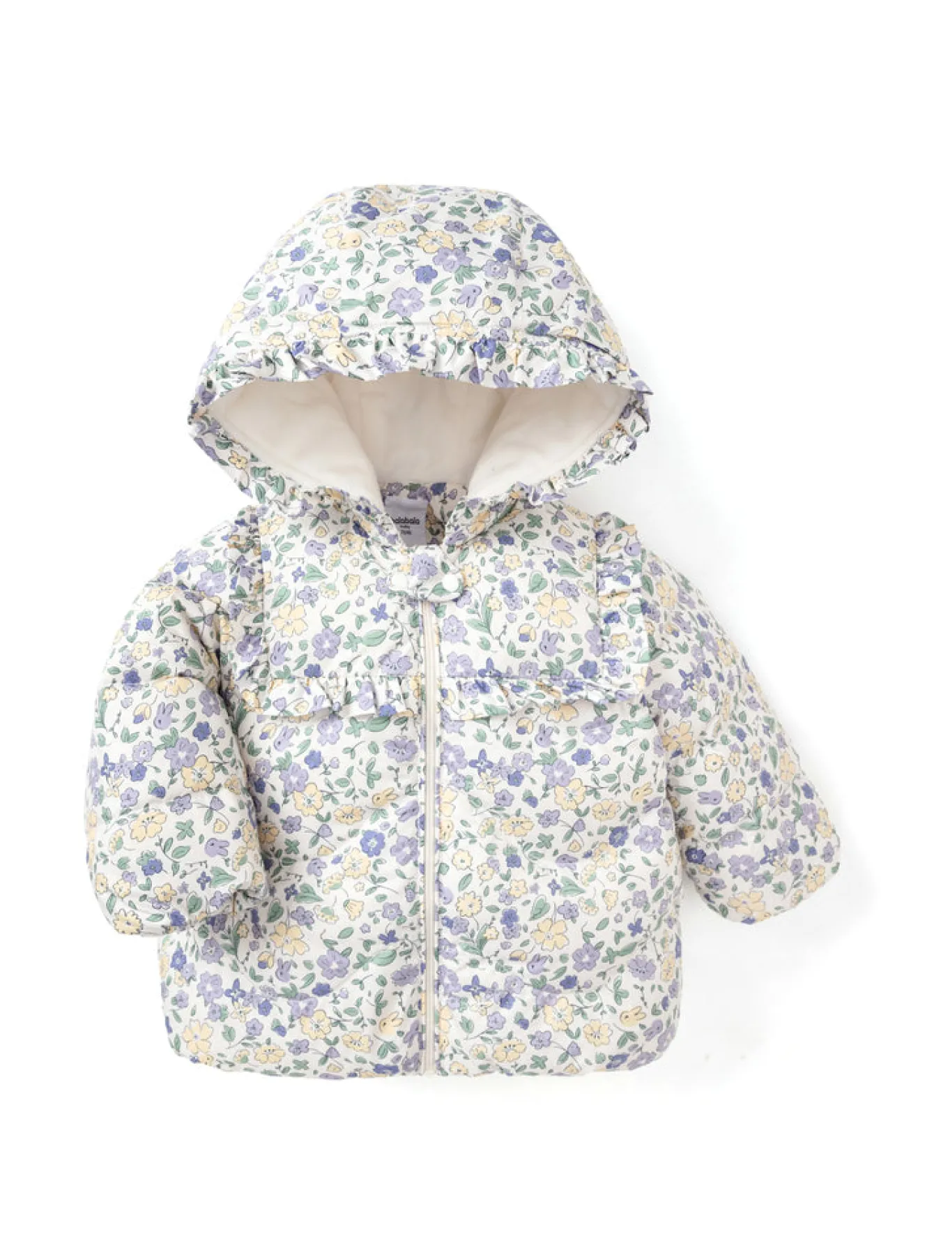 Balabala Baby Girl Full Print French Court Garden Hooded Down Jacket Purple Hue Cheap