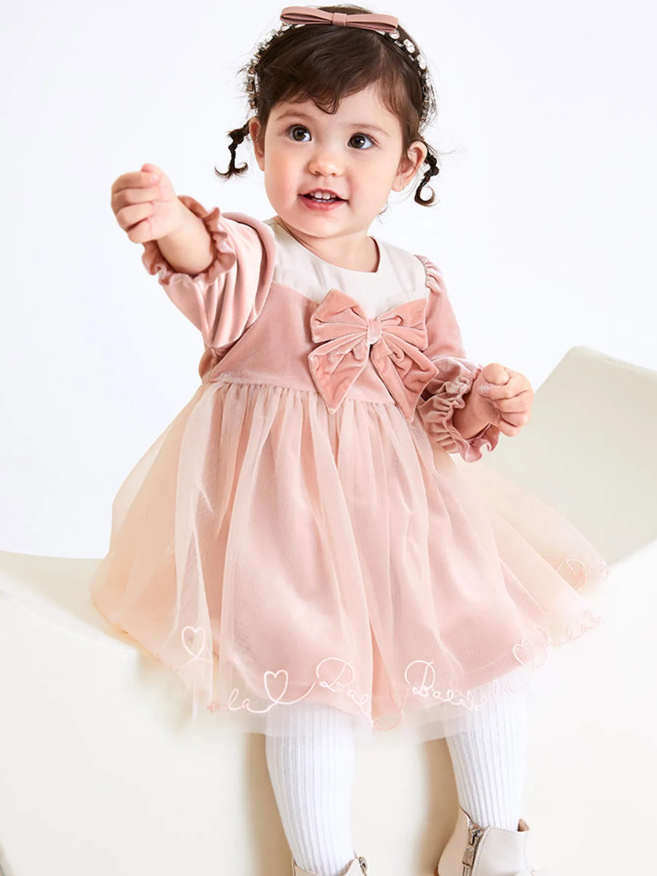 Balabala Baby Girl Velvet Solid Color Woven Dress 0-3 Years Best