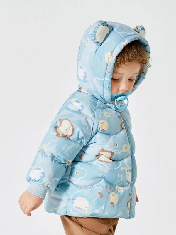 Balabala Baby Hooded Cute Print Down Jacket Blue Hue Best