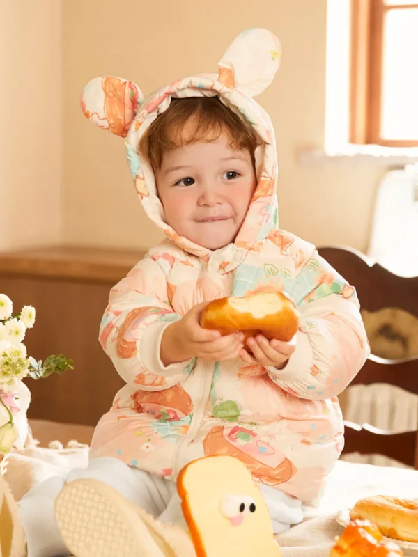 Balabala Baby Hooded Cute Print Down Jacket Red Hue Best Sale