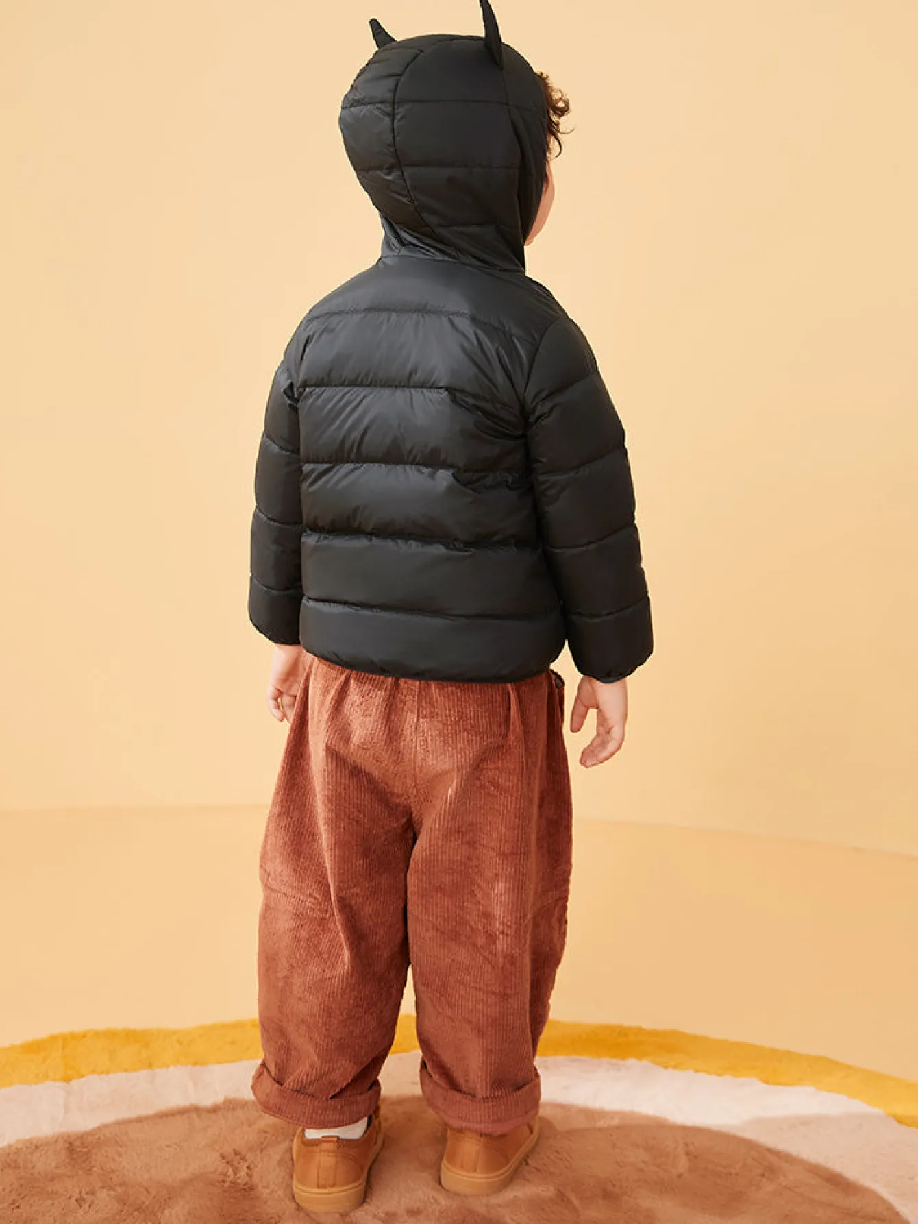 Balabala Baby Hooded Ears Fresh Cute Fun Bright Color Down Jacket Black Clearance