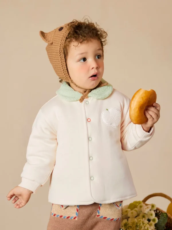 Balabala Baby Lapel Long Sleeve Jacket Ivory Cheap
