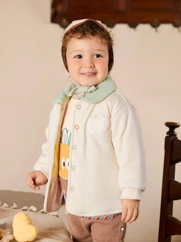 Balabala Baby Lapel Long Sleeve Jacket Ivory Cheap
