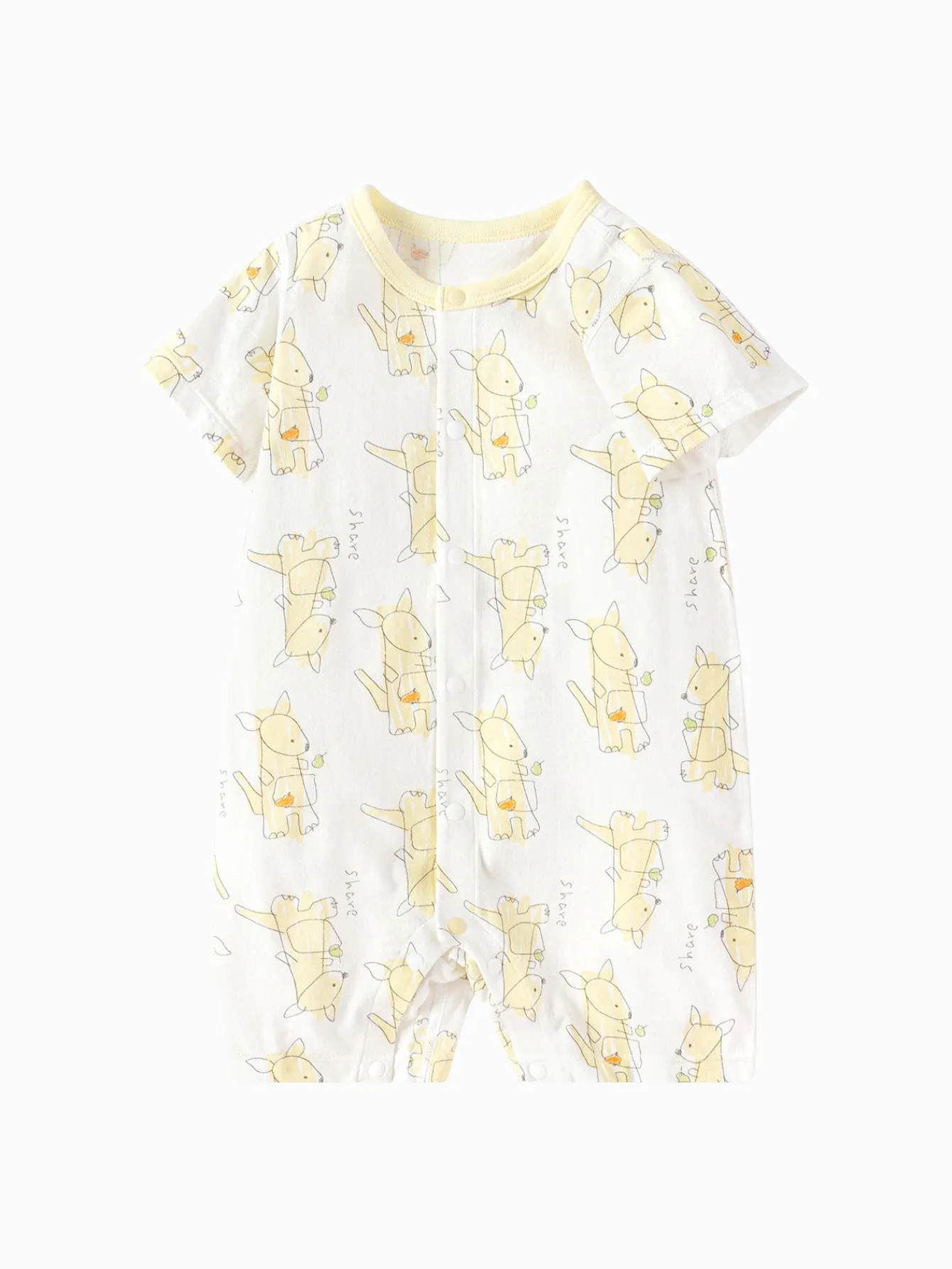 Balabala Baby Unisex Basic Style Baby Underwear Straight Open Jumpsuit White Yellow Hue Fashion