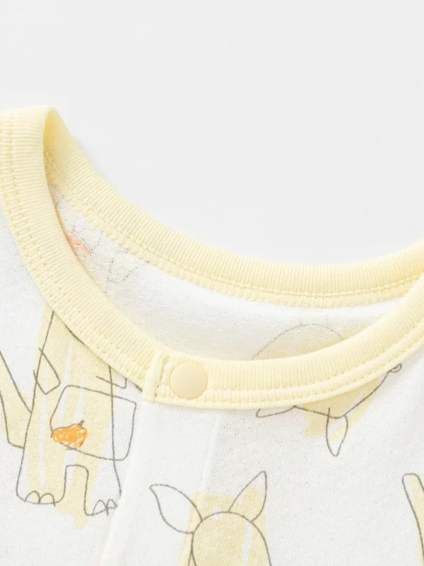Balabala Baby Unisex Basic Style Baby Underwear Straight Open Jumpsuit White Yellow Hue Fashion