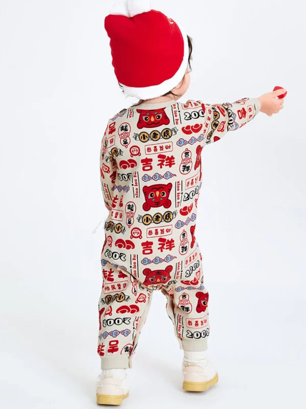 Balabala Baby Unisex Tiger Knitted Jumpsuit 0-3 Years White Red Hue Flash Sale