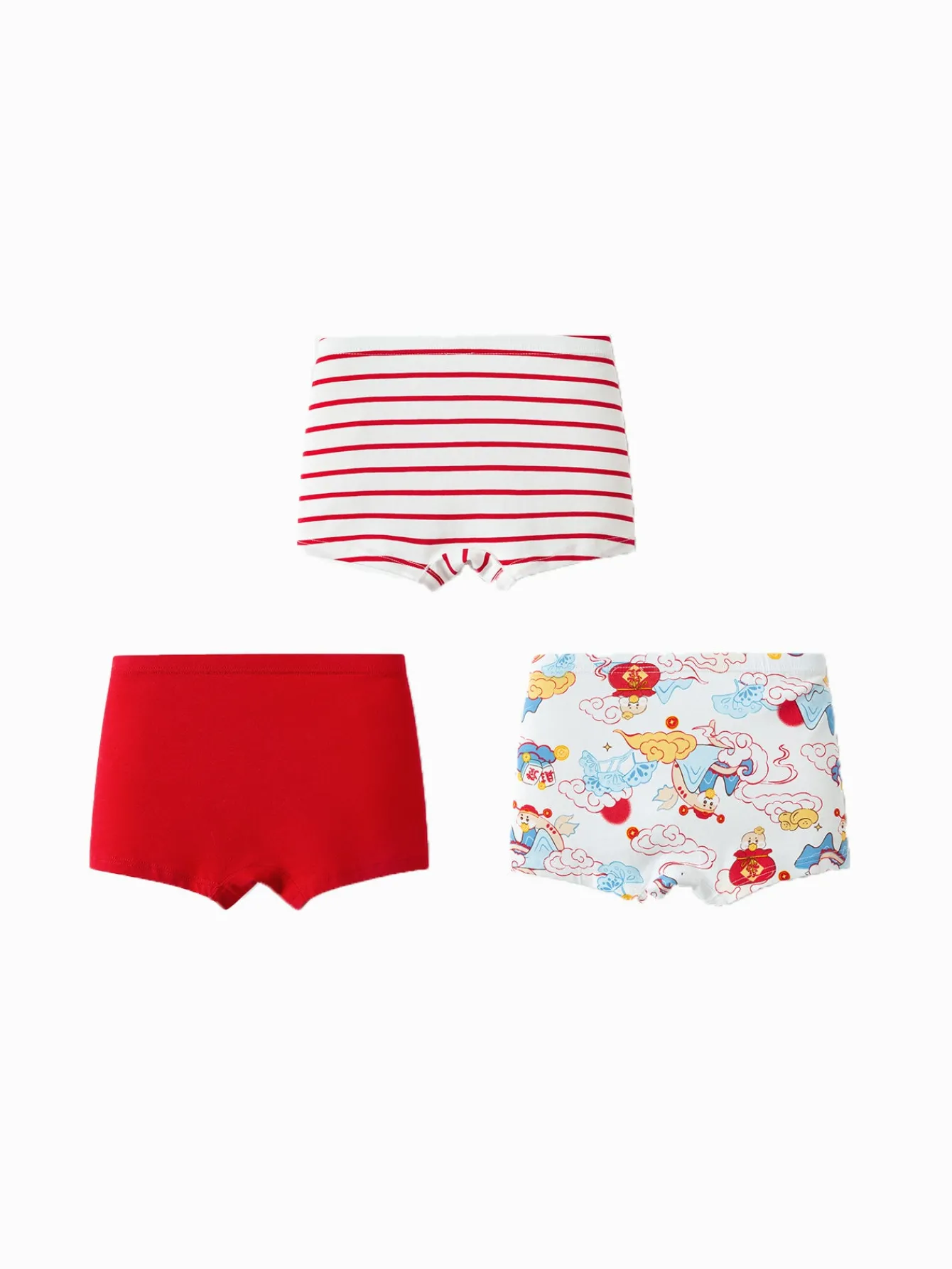 Balabala Boy Underwear Boxer Birefs Cotton Animal Year Red Shorts The Year of Snake New Year Suit White Red Discount