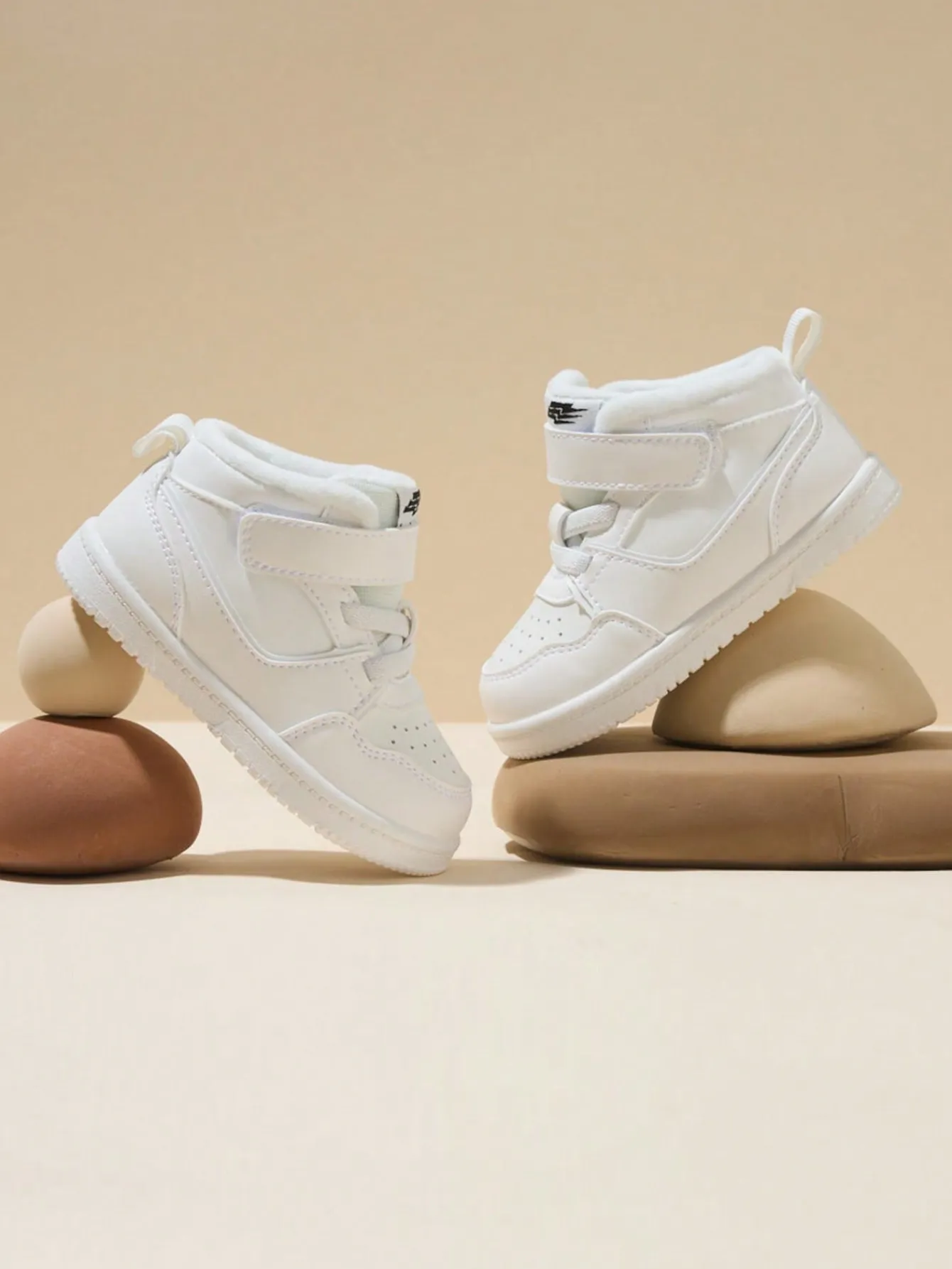 Balabala Boys And Girls Baby Autumn And Winter Fleece Warm High Top Anti-Slip Toddler Shoes White Best Sale