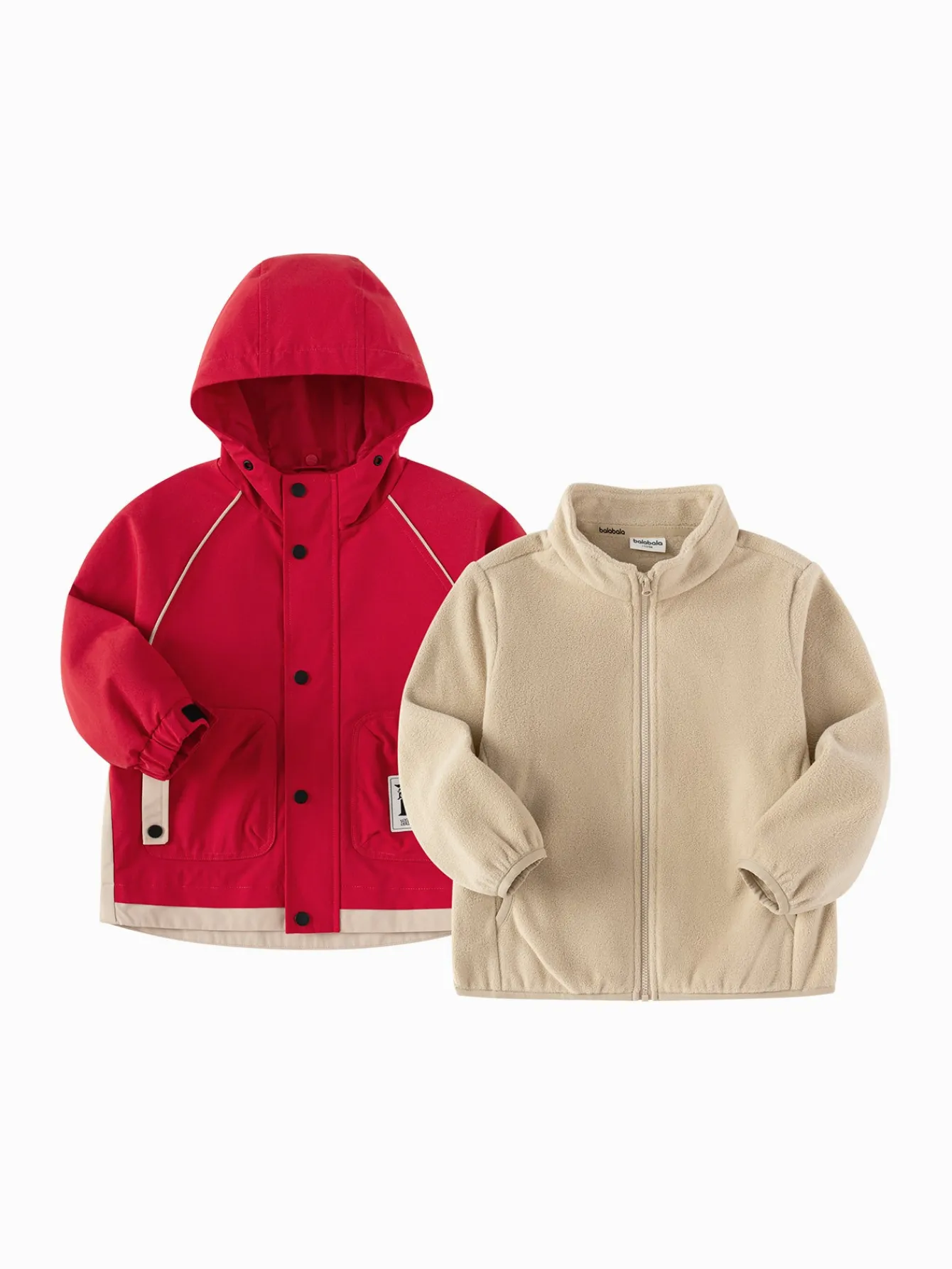 Balabala Boys' Jacket Color Blocked Hooded Two Piece Set 2025 New Spring Workwear Style Chinese Red Flash Sale