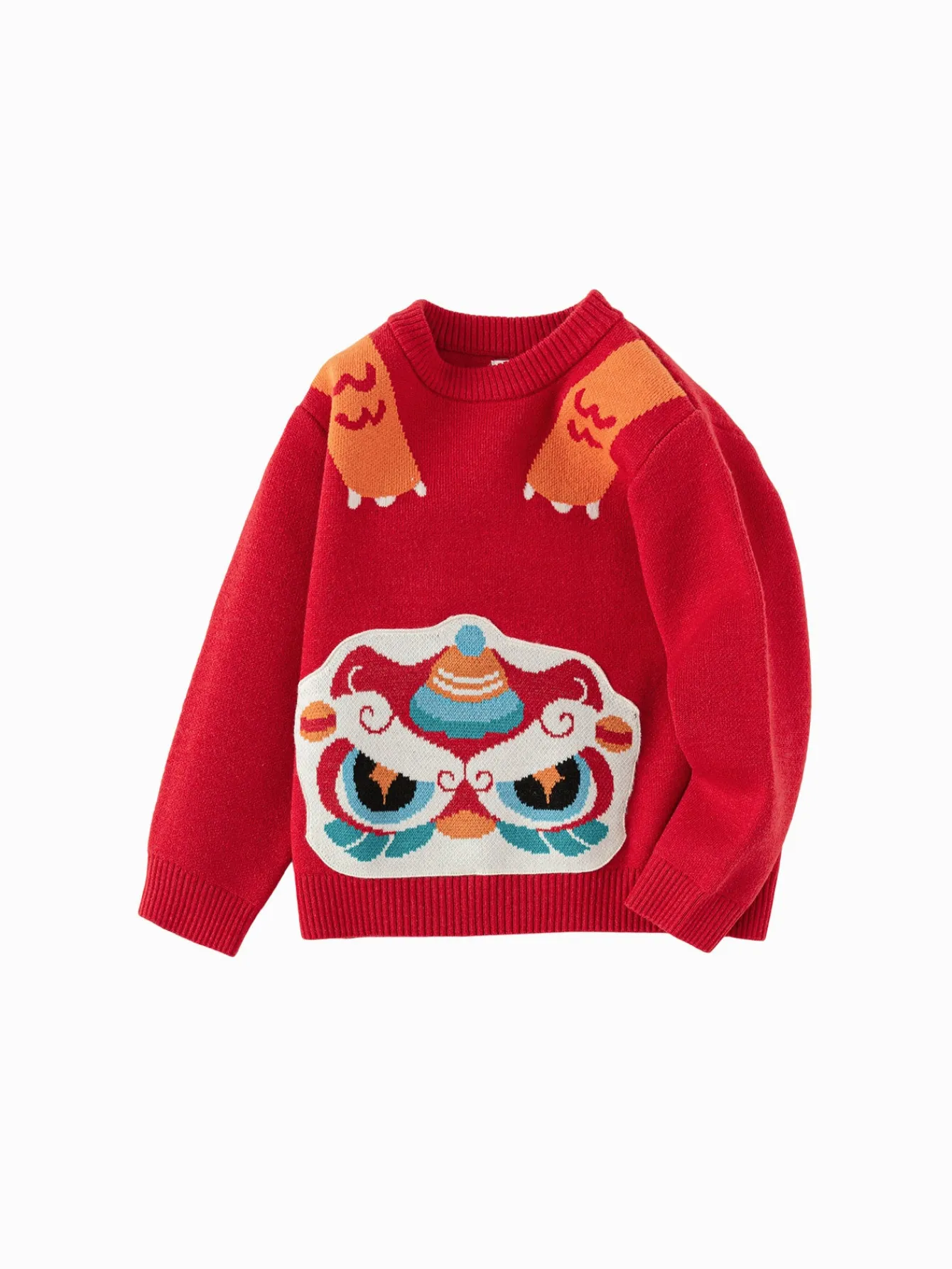 Balabala boys' sweater New Year jacquard knitted sweater 2025 spring and autumn new style New Year outfit Chinese Red Cheap