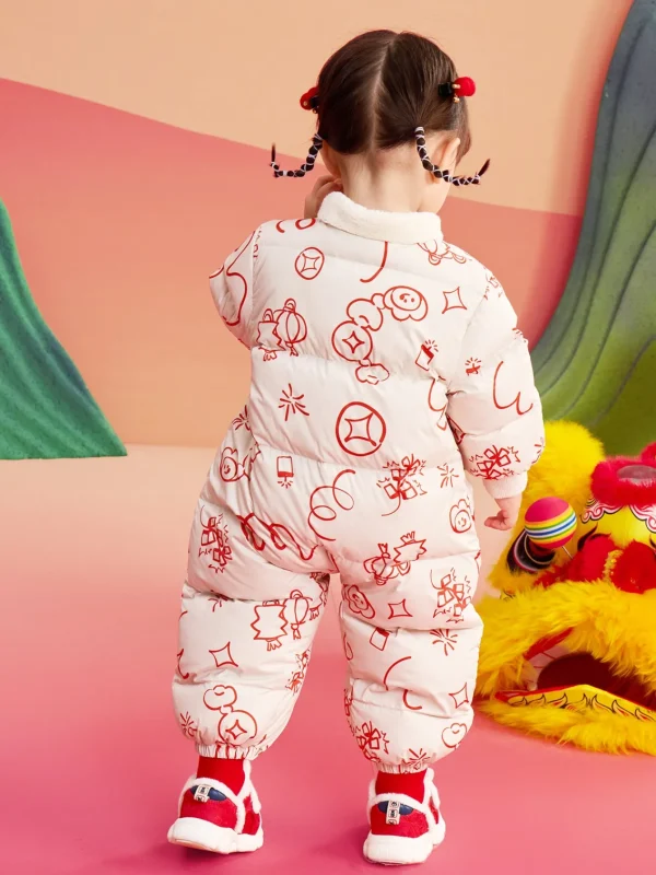 Balabala Children Clothes Baby Jumpsuit Newborn Down Romper Winter Wear 2025 New Year Season Best