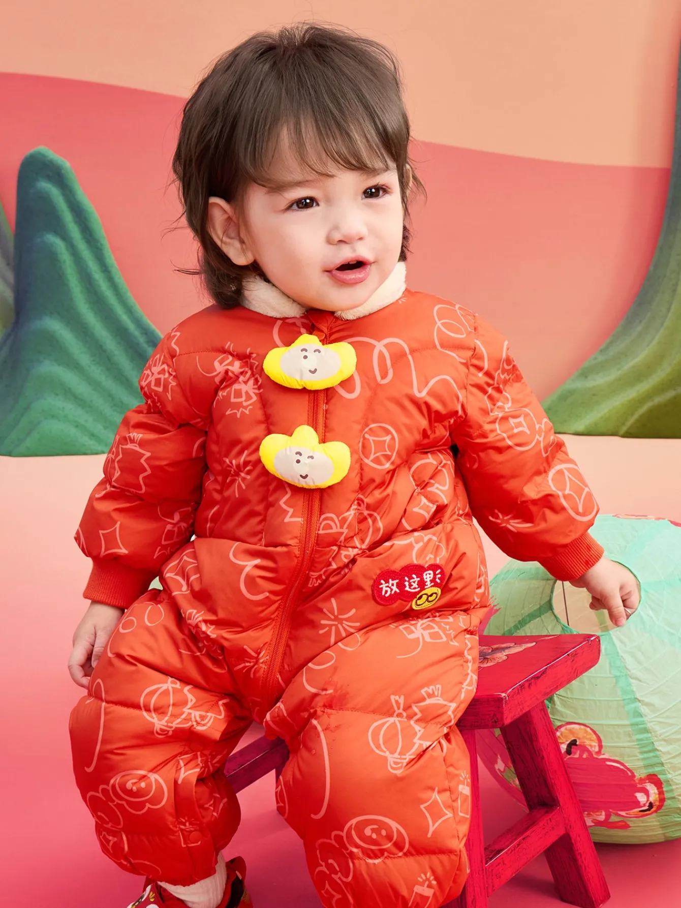 Balabala Children Clothes Baby Jumpsuit Newborn Down Romper Winter Wear 2025 New Year Season Best