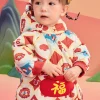 Balabala Children Clothes Baby Jumpsuit Newborn New Year Greeting Down Outfit 2025 New Year Winter wear Fashion