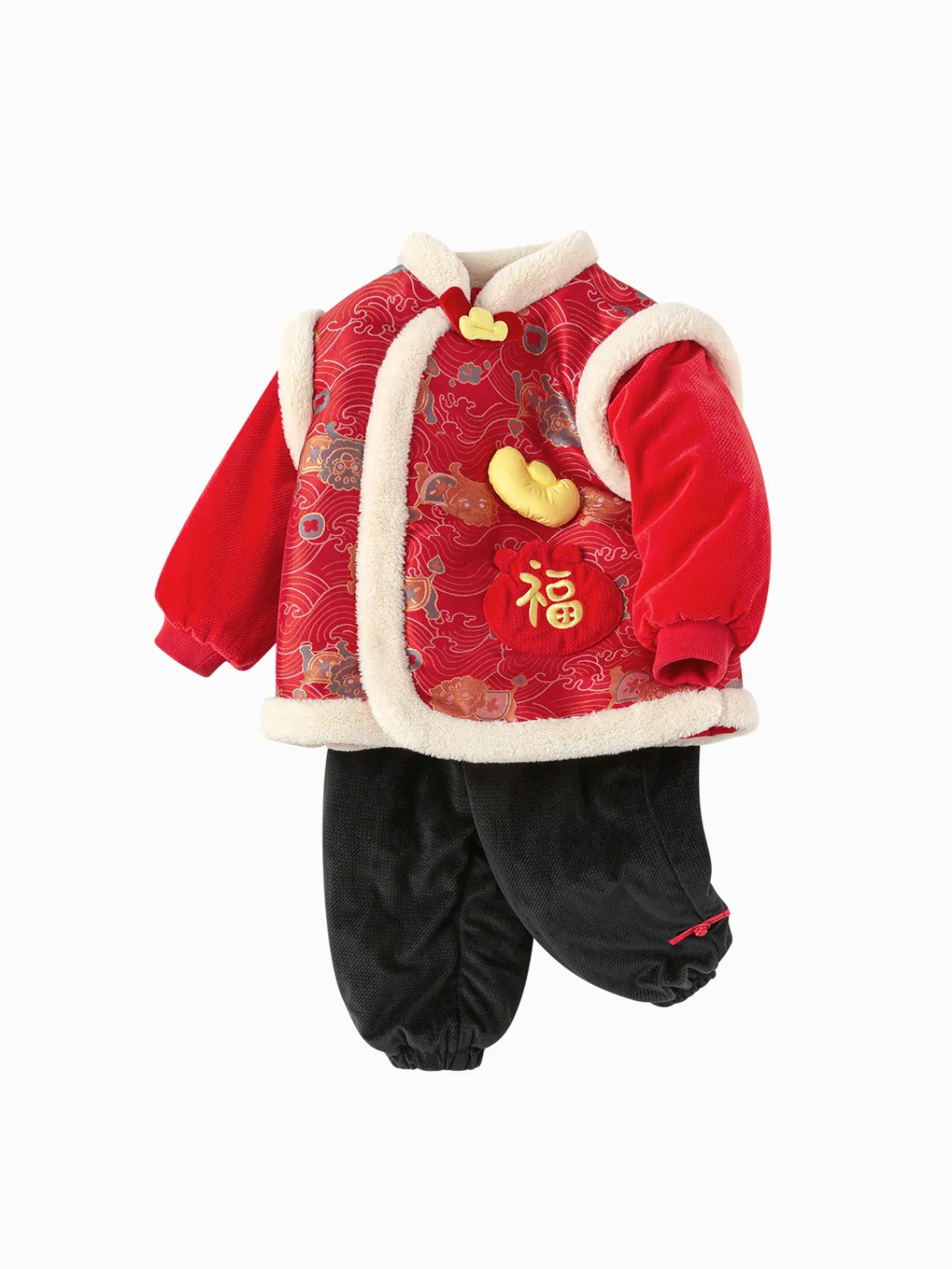 Balabala Children Clothes Baby Suit Baby First Birthday Ceremonial Dress 2025 New Year Season New Year's Greeting Outfit Flash Sale