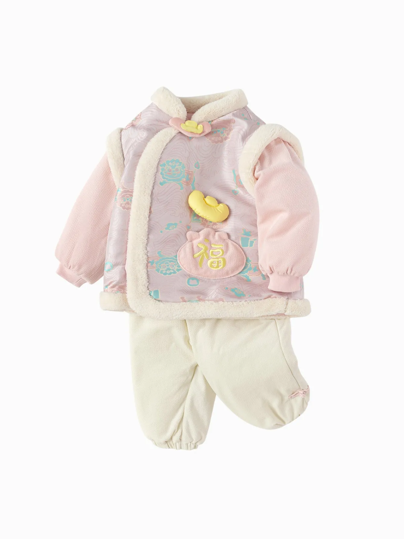 Balabala Children Clothes Baby Suit Baby First Birthday Ceremonial Dress 2025 New Year Season New Year's Greeting Outfit Flash Sale