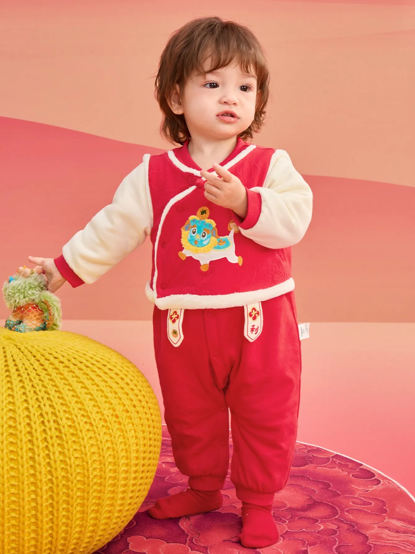 Balabala Children Clothes Baby Thickened Jumpsuit Newborn Clothes 2025 New Winter New Year Season Hot