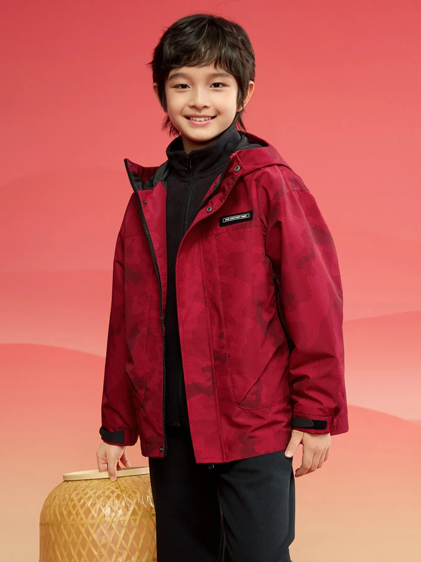 Balabala Children Clothes Children Jacket 2025 New Winter Boy Cotton Jacket Waterproof Twin-Set New Year's Outfit Red Fashion