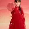 Balabala Children Clothes Girl Dress Children Skirt Knitted Mesh 2025 Winter New Princess Dress New Year Sale