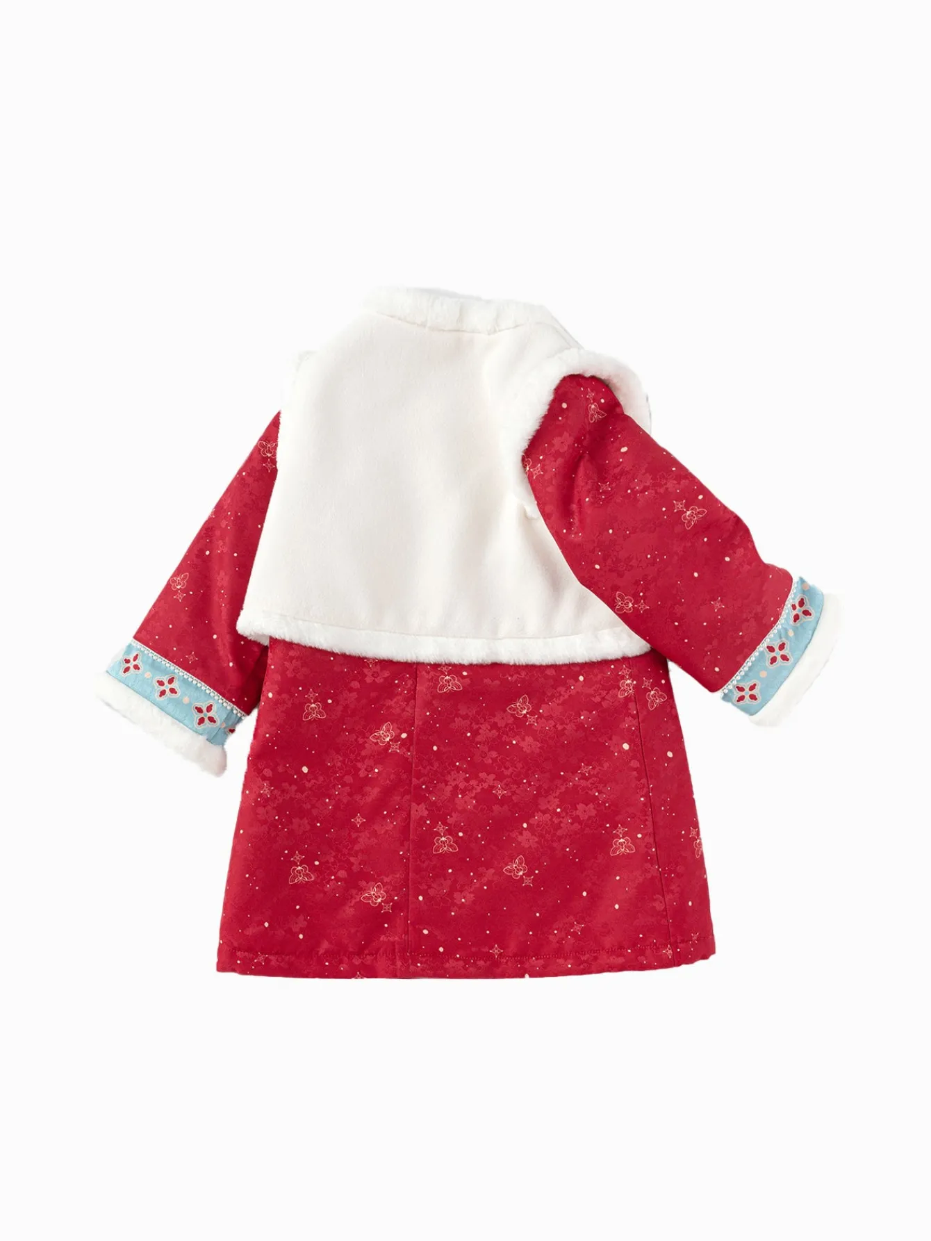 Balabala Children Clothes Girl Qipao Suit New Chinese Style 2025 Winter New Toddler New Year's Outfit Red Best