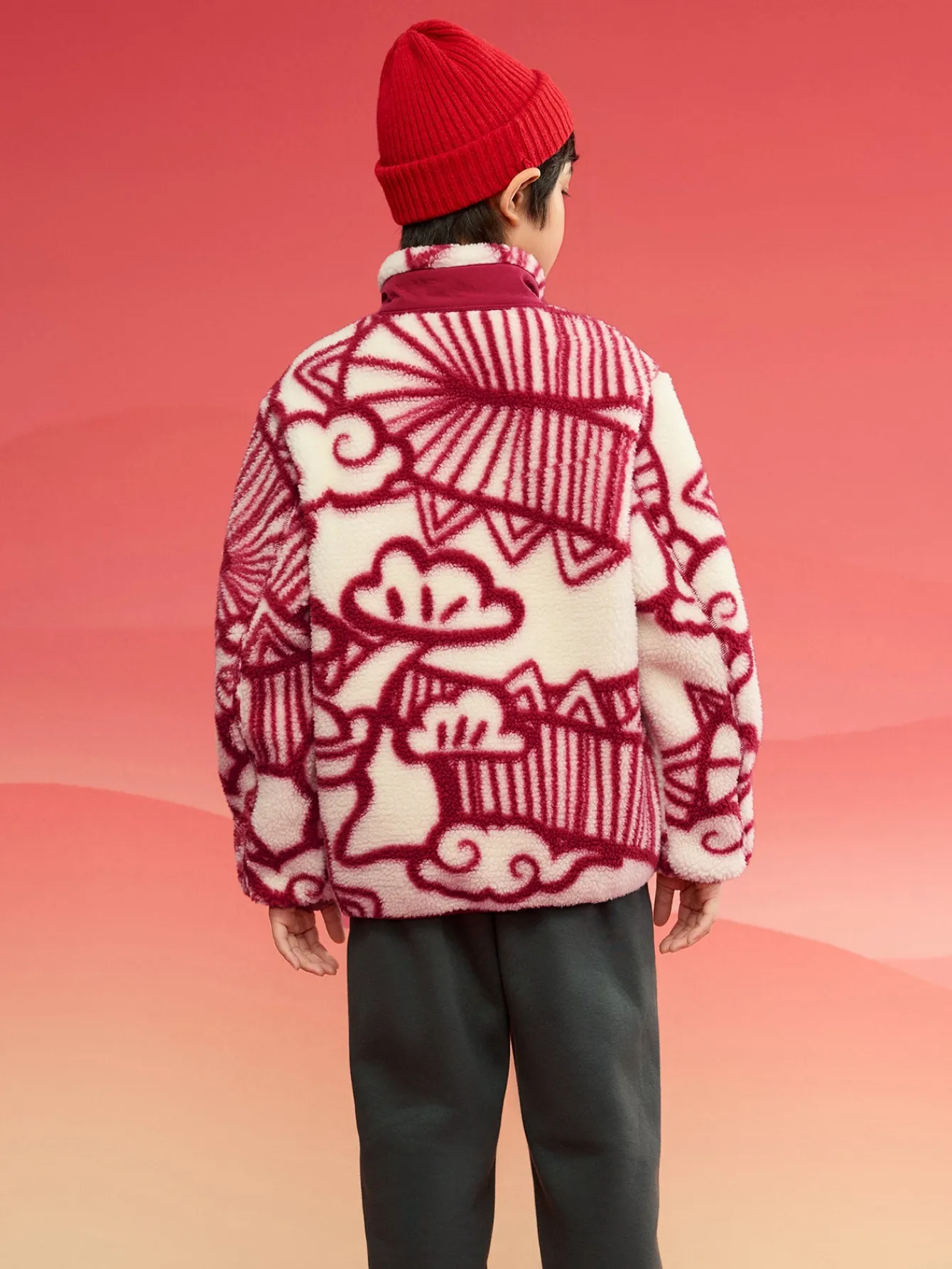 Balabala Children Clothes Jacket 2024 New Autumn And Winter Boy And Girl Polar Fleece Top New Year's Outfit Red Hot