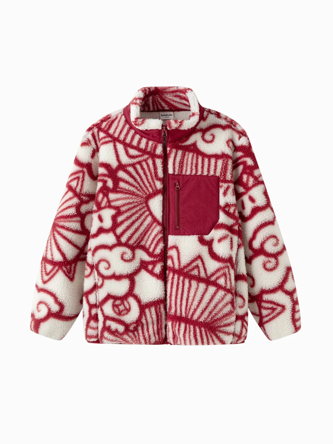 Balabala Children Clothes Jacket 2024 New Autumn And Winter Boy And Girl Polar Fleece Top New Year's Outfit Red Hot