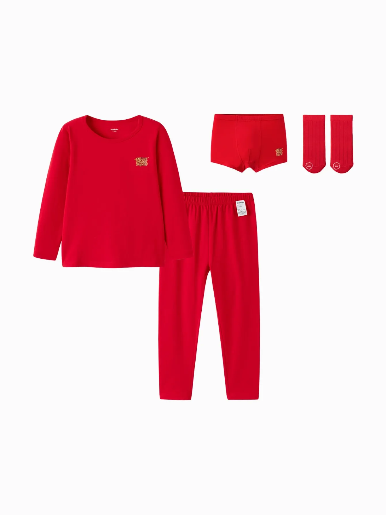 Balabala Children New Year Underwear Gift Box Underpants Socks Boy And Girl Animal Year Red Autumn Top And Pants Suit Chinese Red Sale