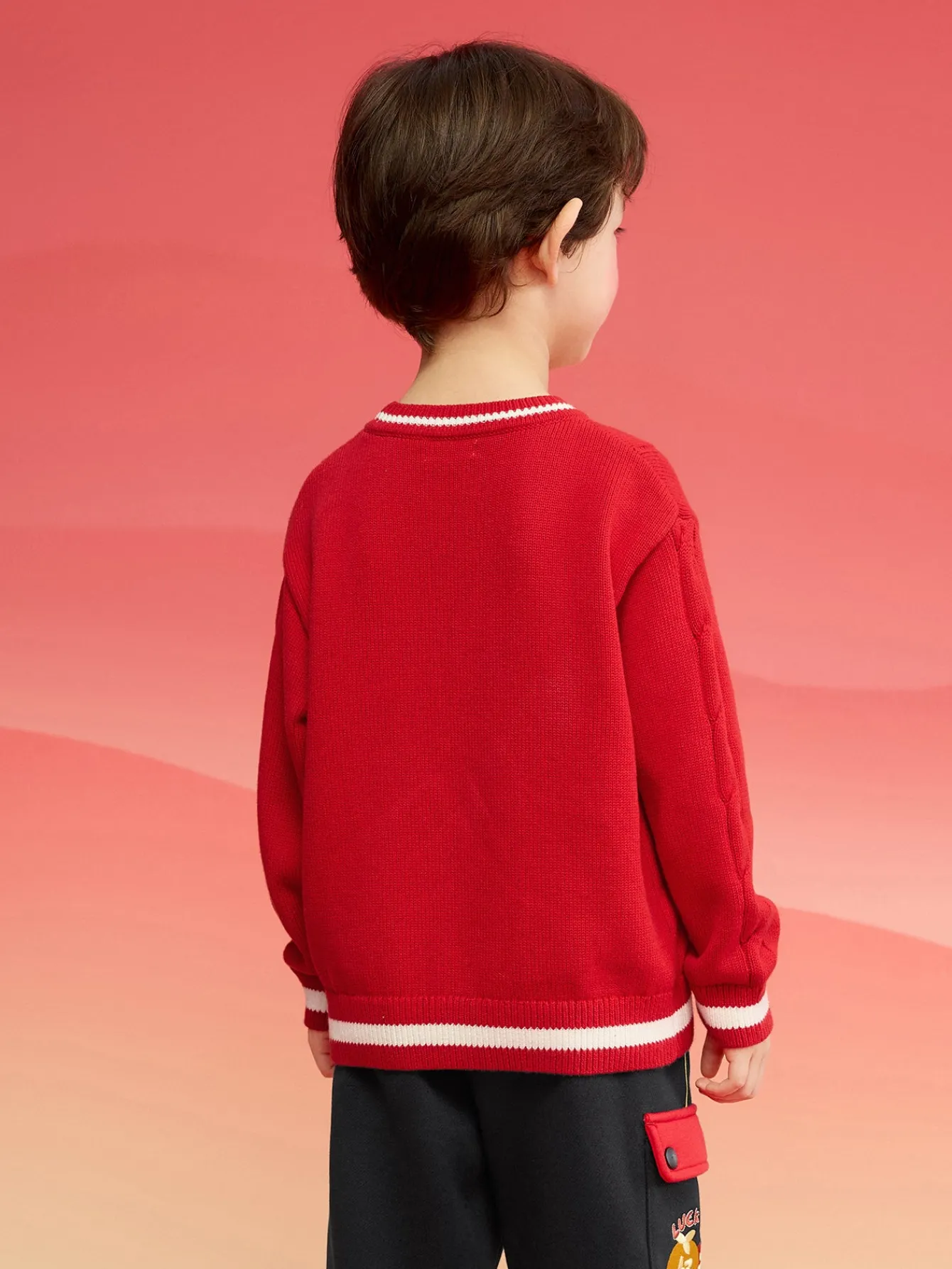 Balabala Children Sweater Boy Girl Autumn And Winter 2024 New Toddler Pullover Knitwear New Year's Outfit Cheap