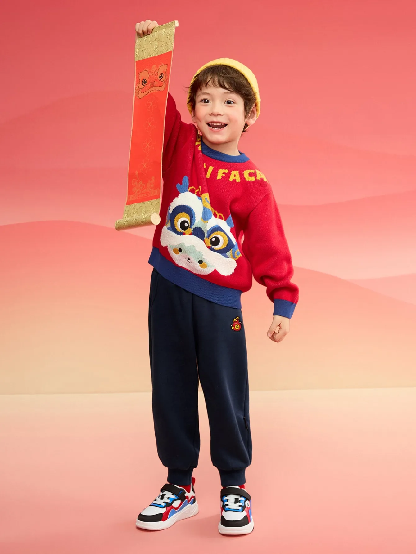 Balabala Children Sweater Boy Girl Autumn And Winter 2024 New Toddler Pullover Knitwear New Year's Outfit Cheap