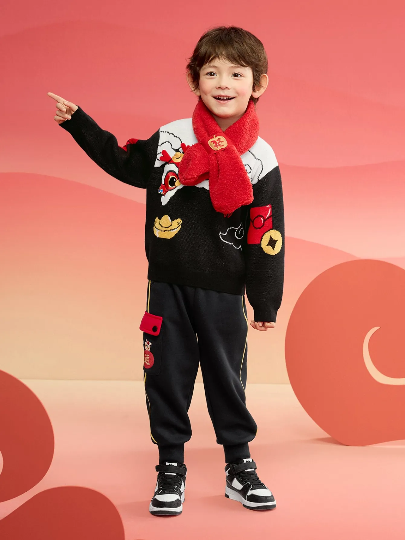 Balabala Children Sweater Boy Girl Autumn And Winter 2024 New Toddler Pullover Knitwear New Year's Outfit Cheap