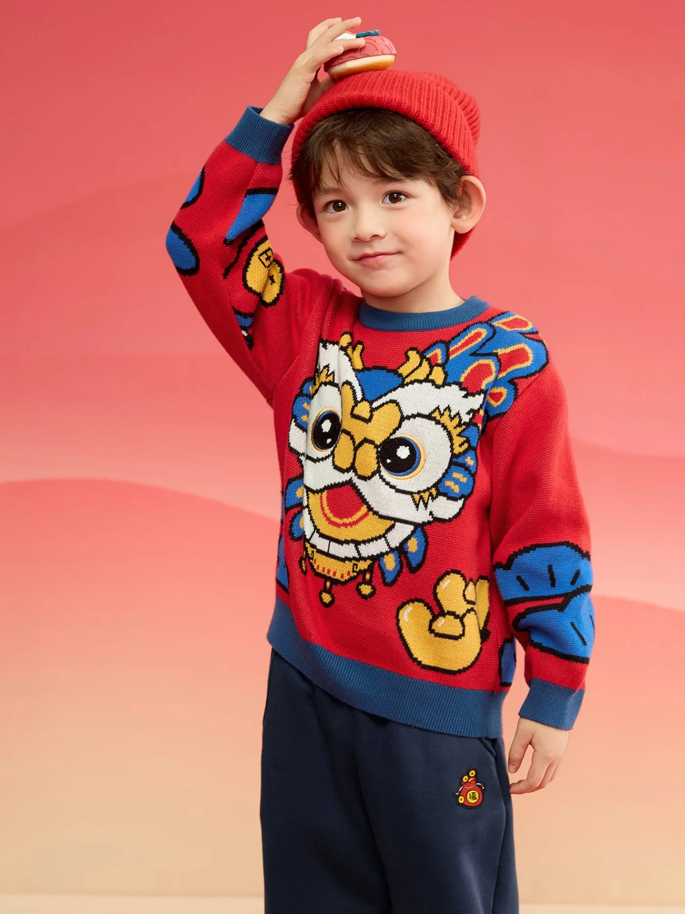 Balabala Children Sweater Boy Girl Autumn And Winter 2024 New Toddler Pullover Knitwear New Year's Outfit Cheap