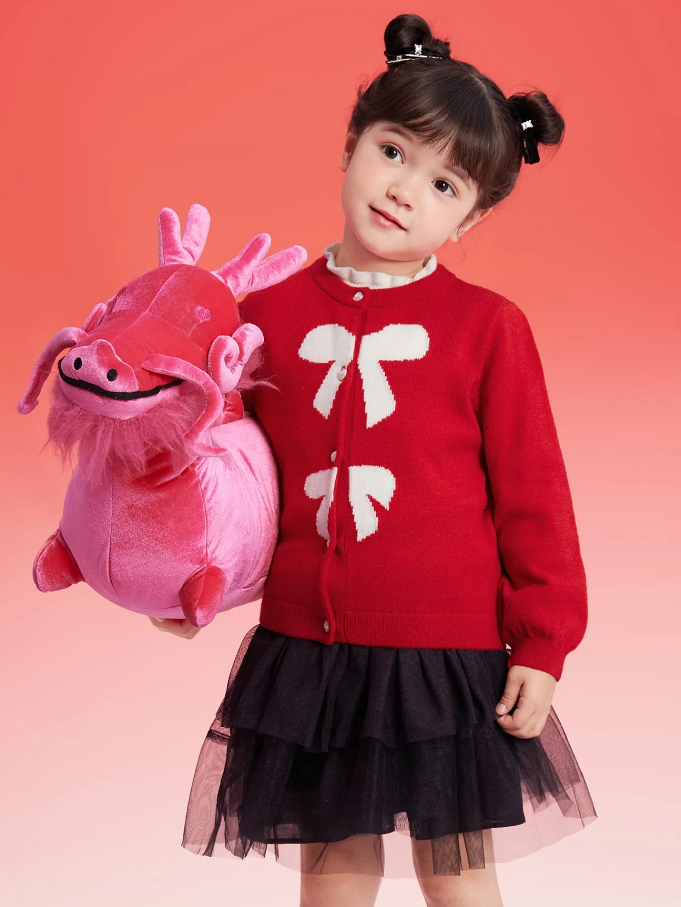 Balabala Children Sweater Girl Sweater 2024 Winter Baby Knit Cardigan Fashion Shop