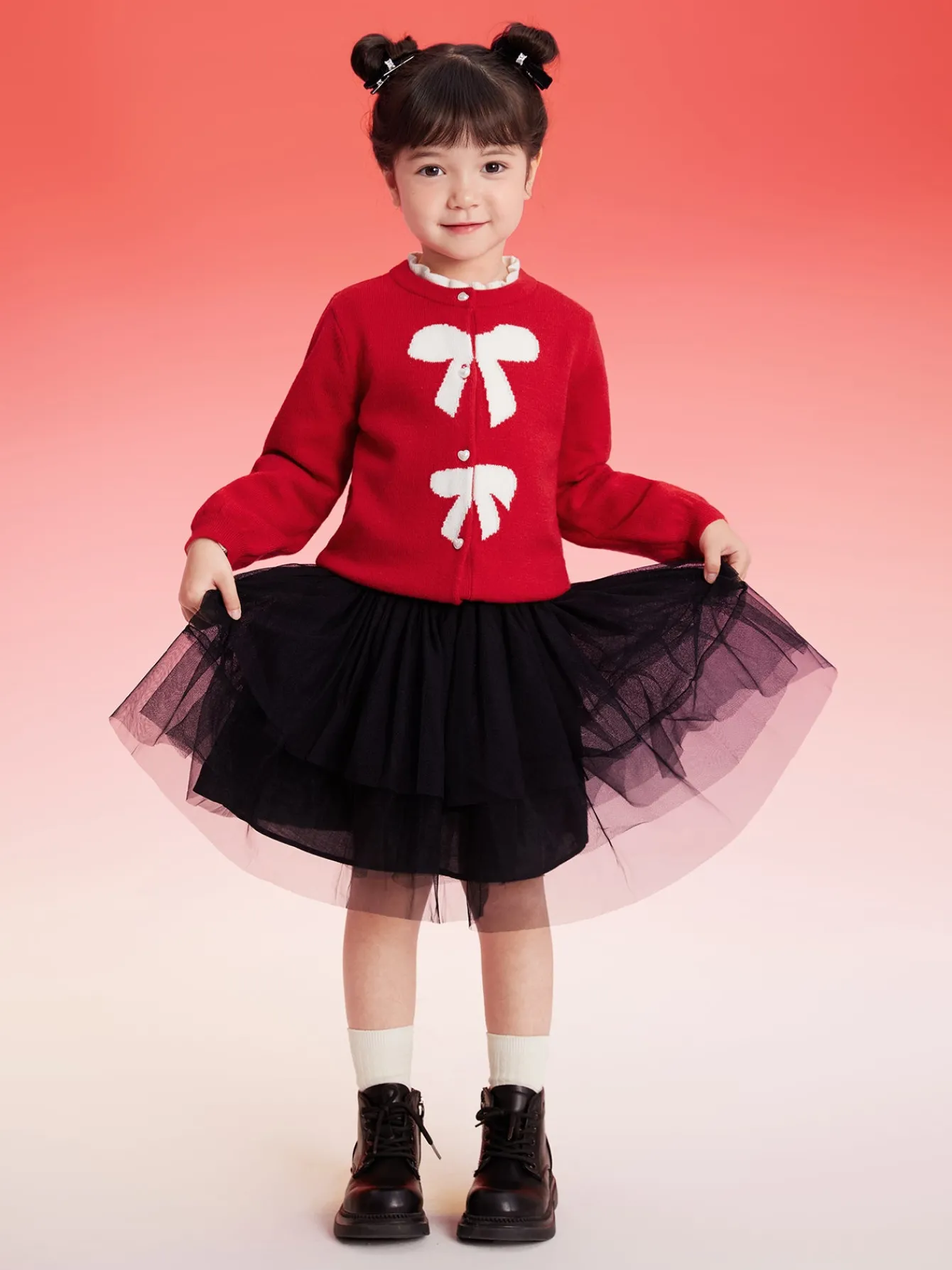 Balabala Children Sweater Girl Sweater 2024 Winter Baby Knit Cardigan Fashion Shop