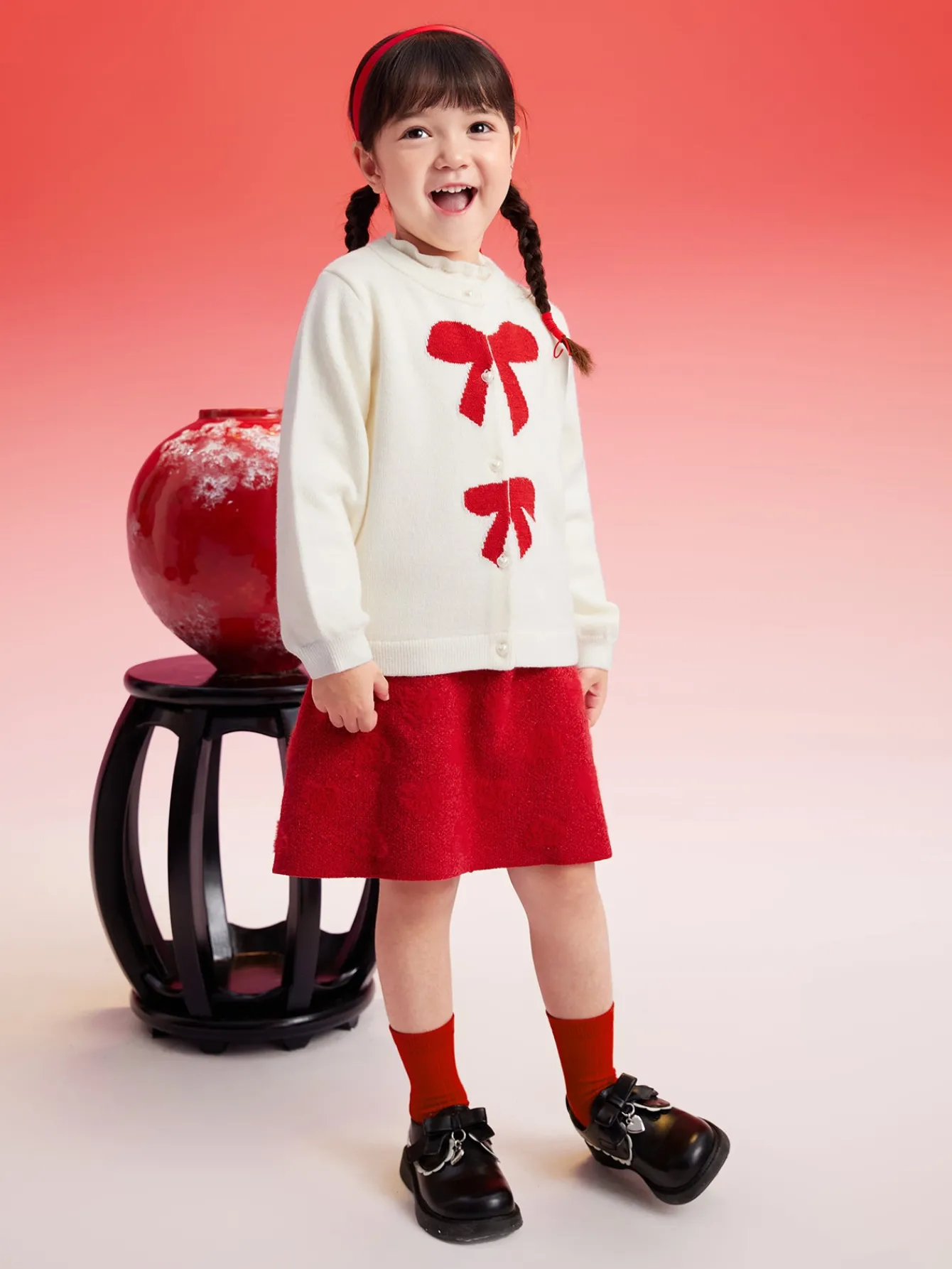 Balabala Children Sweater Girl Sweater 2024 Winter Baby Knit Cardigan Fashion Shop