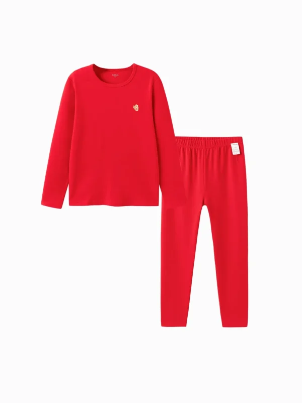 Balabala Children Thermal Underwear Suit Snake Year of the Snake New Boy And Girl Autumn Top And Pants Animal Year Red Pajamas Chinese Red Hot
