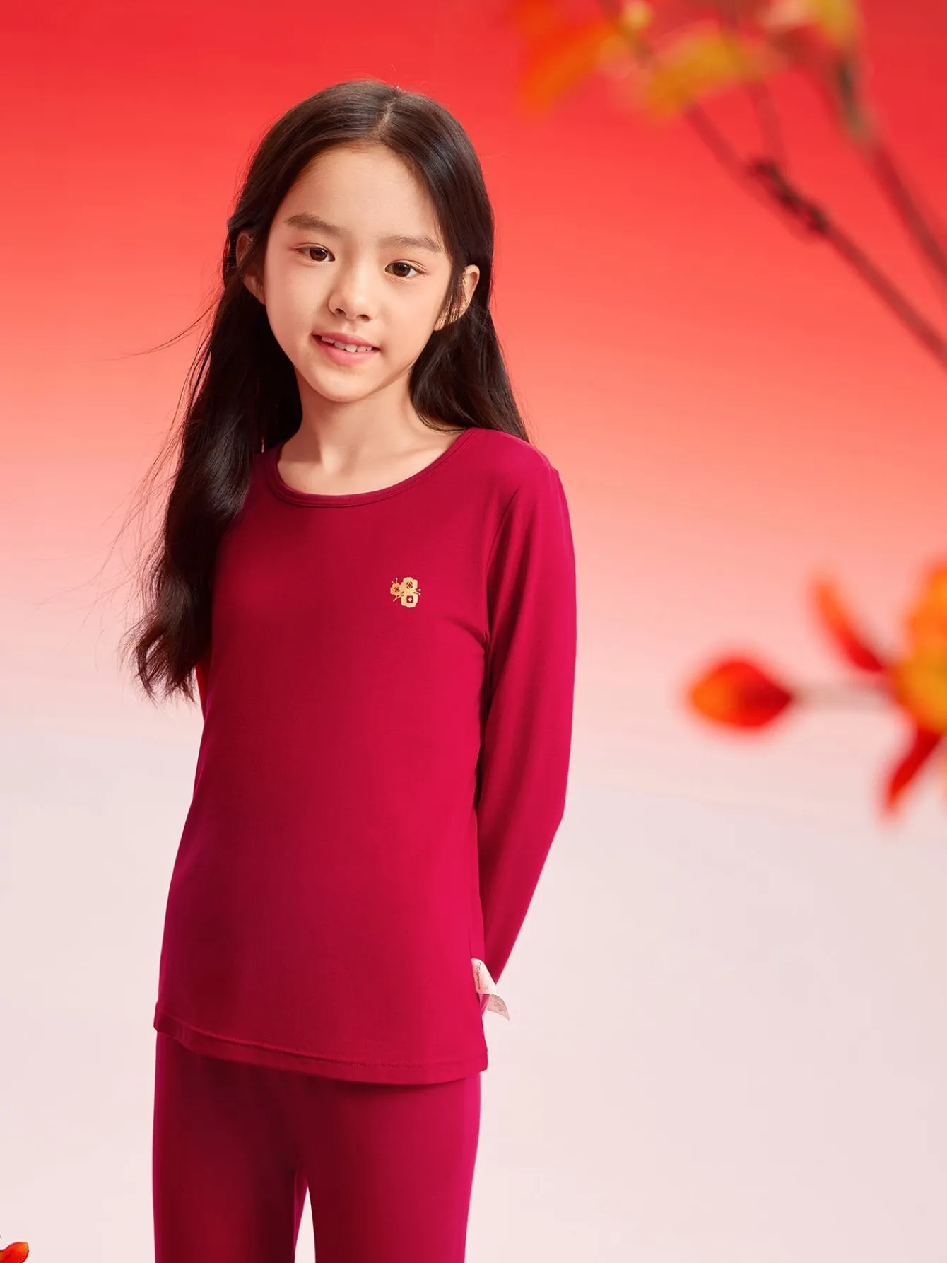 Balabala Children Thermal Underwear Suit Year of the Snake New Boy And Girl Autumn Heated Top And Pants Animal Year Red Pajamas Chinese Red Best