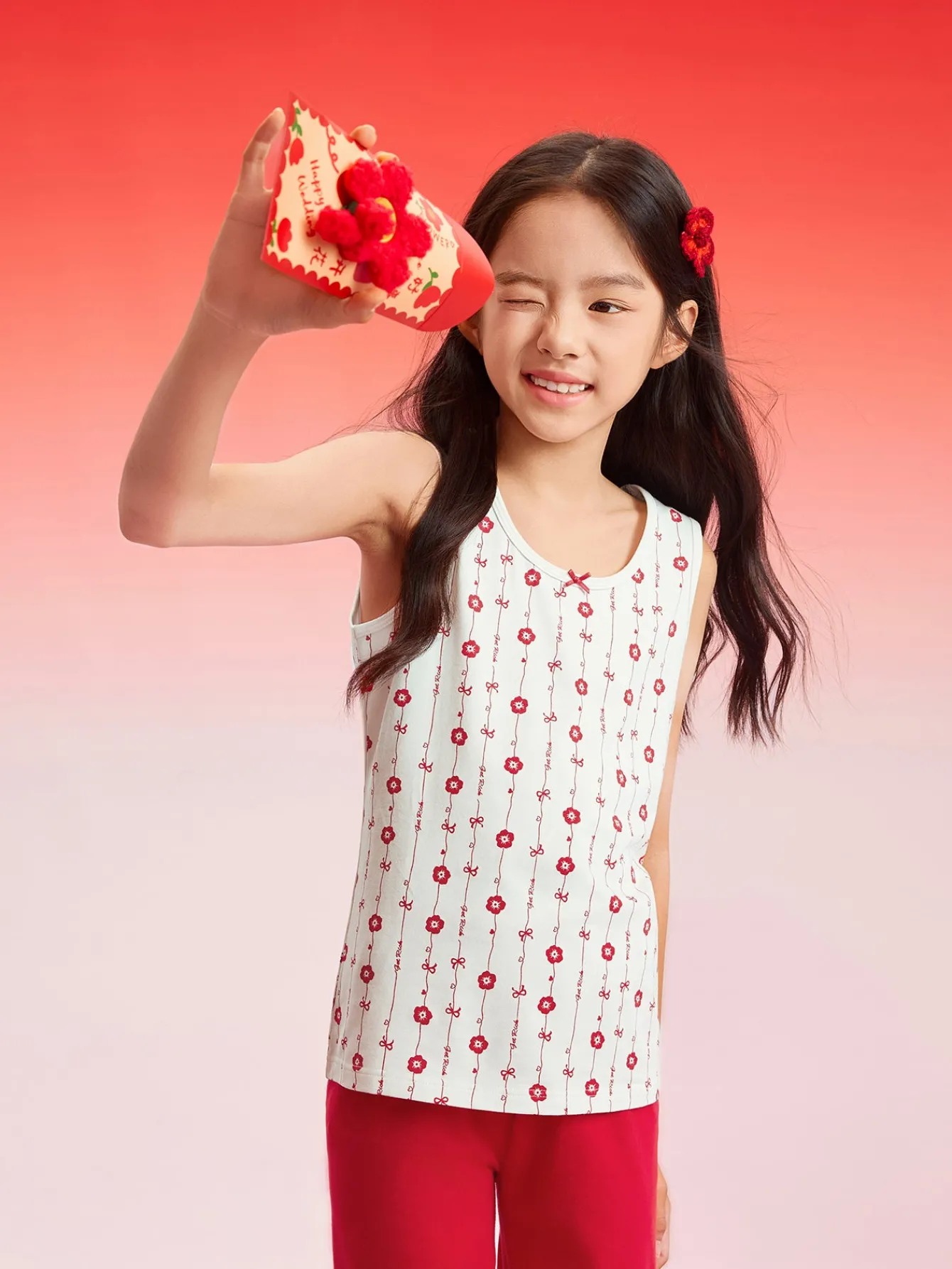 Balabala Children Vest Year of the Snake New Girls Camisole Animal Year Boy Red New Year Season 2Pcs Pack White Red Discount