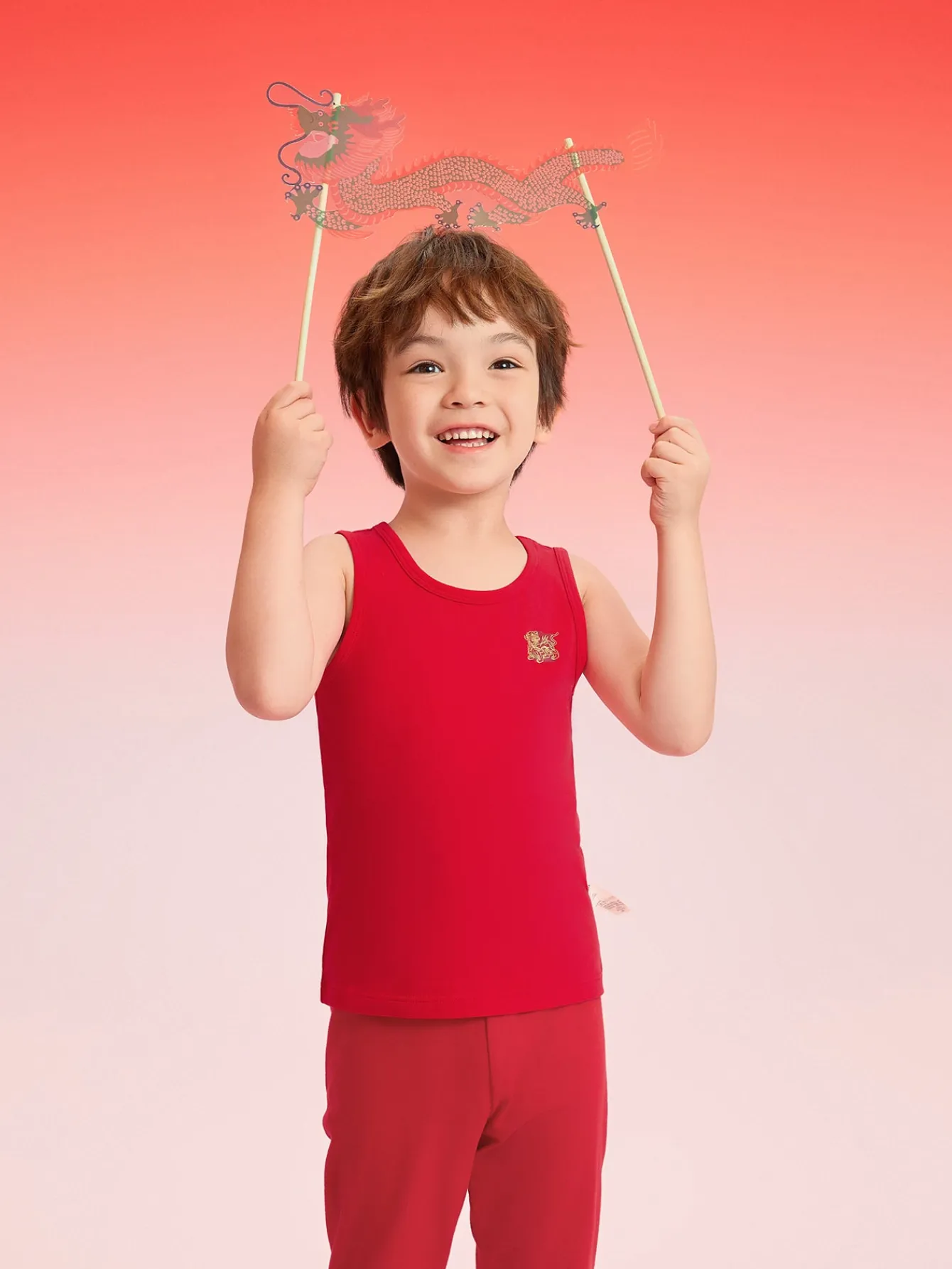 Balabala Children Vest Year of the Snake New Girls Camisole Animal Year Boy Red New Year Season 2Pcs Pack White Red Online