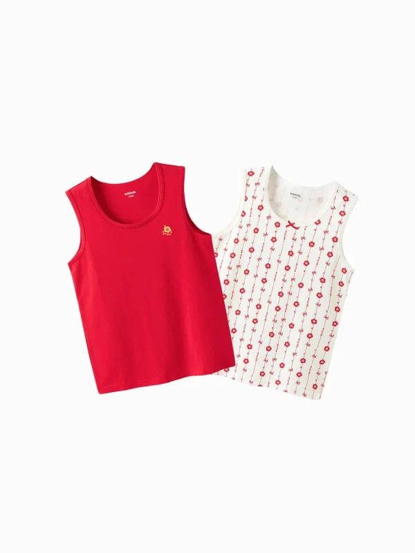 Balabala Children Vest Year of the Snake New Girls Camisole Animal Year Boy Red New Year Season 2Pcs Pack White Red Discount