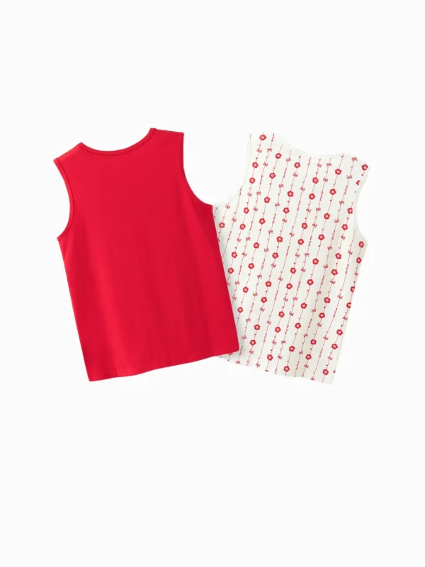 Balabala Children Vest Year of the Snake New Girls Camisole Animal Year Boy Red New Year Season 2Pcs Pack White Red Discount
