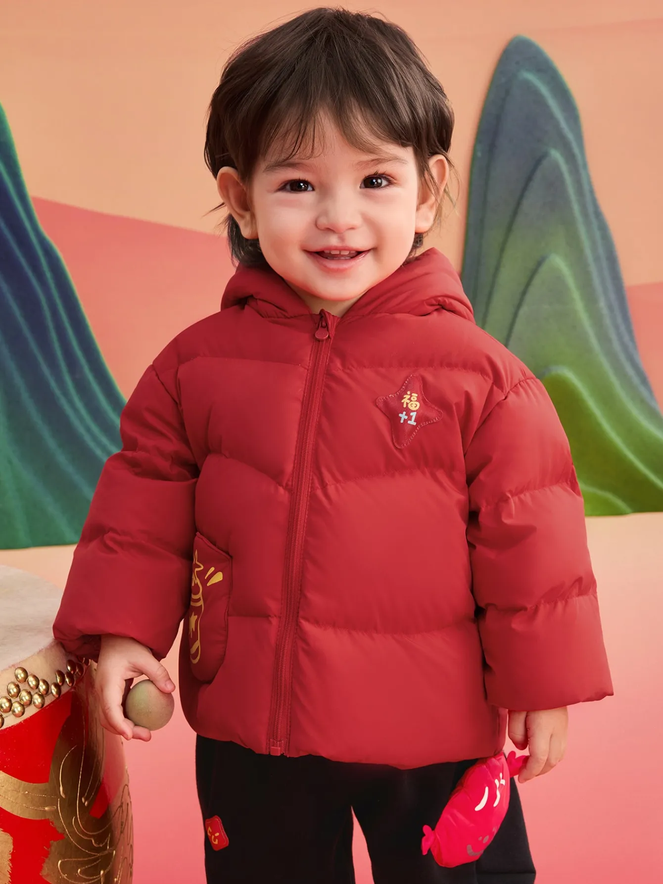 Balabala Children's Clothes Baby Down Jacket Baby Coat 2025 New Winter Clothes Neo- Chinese style New Year Greeting Outfit Best